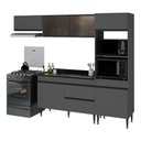 Ver imagem 2 de Armário de Cozinha Modulada Completa com Pia 251,5cm Milano Multimóveis MCR2395 Grafite/Preto