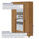 Ver imagem 3 de Guarda Roupa Solteiro 4 Portas 2 Gavetas com Espelho e Pés MDF Alonzo 153.5cm Marrom Amêndoa Clean