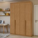 Ver imagem 1 de Guarda Roupa Solteiro 4 Portas 2 Gavetas MDF Alonzo 153.5cm Marrom Amêndoa Clean