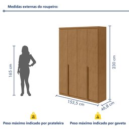 Guarda Roupa Solteiro 4 Portas 2 Gavetas Alonzo 100% MDF - 10