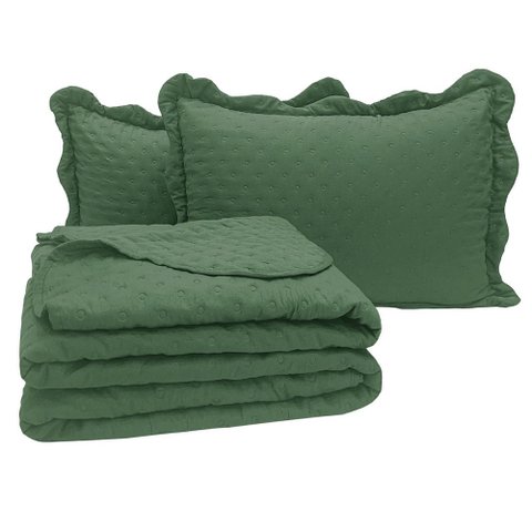 Cobre Leito Casal Vitoria Dupla Face 3pçs Verde