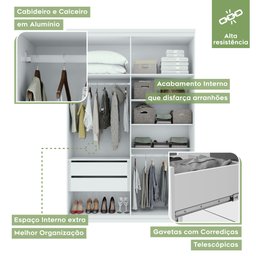 Guarda Roupa Solteiro 4 Portas 2 Gavetas Alonzo Móveis Lopas - 3