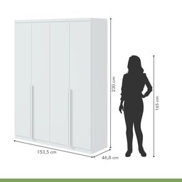 Guarda Roupa Solteiro 4 Portas 2 Gavetas Alonzo Móveis Lopas - 5
