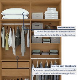 Guarda Roupa Solteiro 4 Portas 2 Gavetas Alonzo 100% MDF - 9