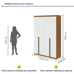 Guarda Roupa Solteiro 4 Portas 2 Gavetas Alonzo 100% MDF - 10