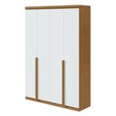 Ver imagem 3 de Guarda Roupa Solteiro 4 Portas 2 Gavetas MDF Alonzo 153.5cm Marrom Amêndoa Clean/Branco
