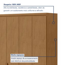 Guarda Roupa Solteiro 4 Portas 2 Gavetas Alonzo 100% MDF - 2