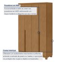 Ver imagem 3 de Guarda Roupa Solteiro 4 Portas 2 Gavetas com Pés MDF Alonzo 153.5cm Marrom Amêndoa Clean