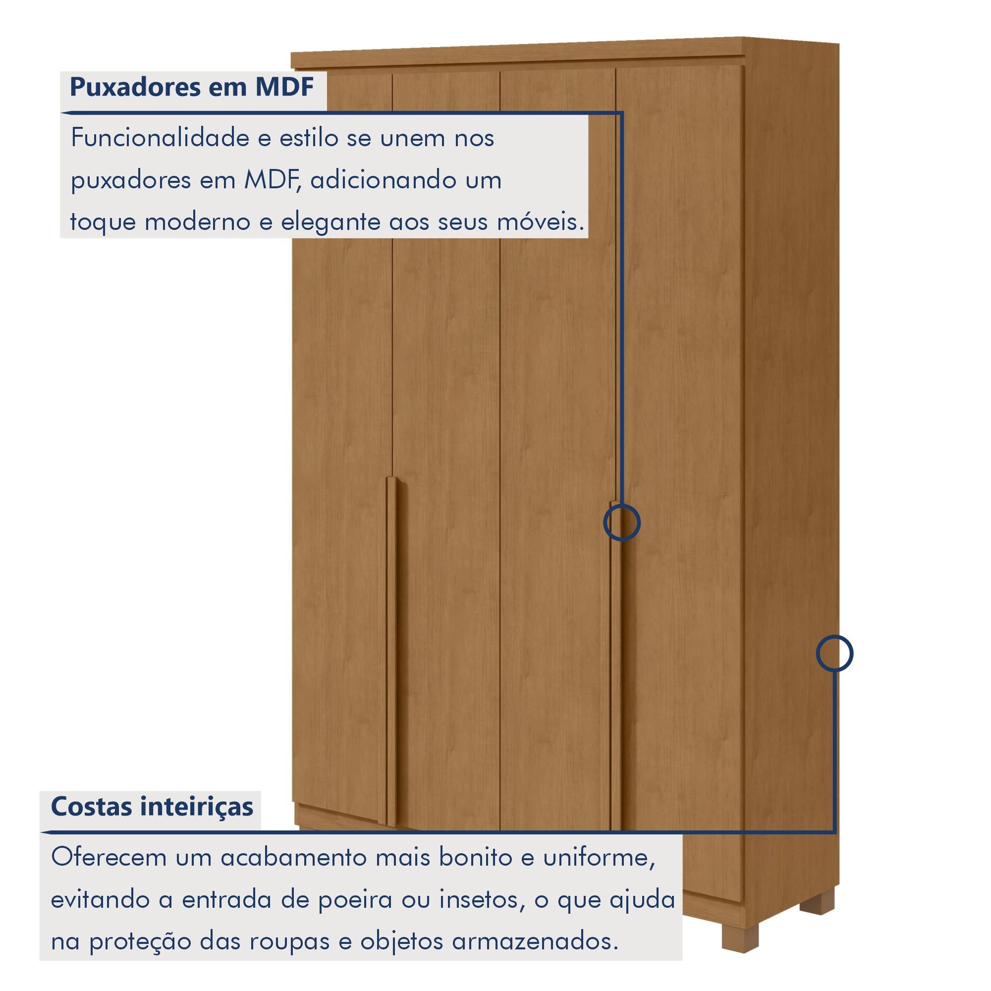 Guarda Roupa Solteiro 4 Portas 2 Gavetas Alonzo - 3