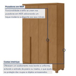 Guarda Roupa Solteiro 4 Portas 2 Gavetas Alonzo 100% MDF - 3