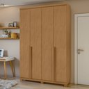 Ver imagem 1 de Guarda Roupa Solteiro 4 Portas 2 Gavetas com Pés MDF Alonzo 153.5cm Marrom Amêndoa Clean