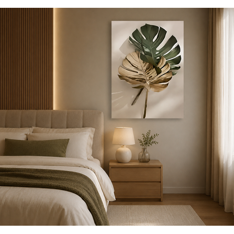 Quadro Decorativo Folhas Minimalista Sala Quarto 60x90 Luxo