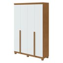 Ver imagem 2 de Guarda Roupa Solteiro 4 Portas 2 Gavetas com Pés MDF Alonzo 153.5cm Marrom Amêndoa Clean/Branco