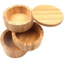 Ver imagem 3 de Pote Bambu Triplo Saleiro Açucareiro Condimentos com Tampa