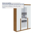 Ver imagem 5 de Guarda Roupa Solteiro 4 Portas 2 Gavetas com Espelho MDF Alonzo 153.5cm Marrom Amêndoa Clean/Branco