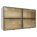Ver imagem 1 de Kit 4 Armários Aéreos de Cozinha 120 cm Branco/Preto Vidro Reflecta Bronze Vinil Madesa