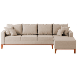 Sofá 4 Lugares Beny com Chaise Lado Direito Linho Bege - 2