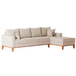 Sofá 4 Lugares Beny com Chaise Lado Direito Linho Bege - 4