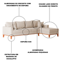 Ver imagem 5 de Sofá 4 Lugares Beny com Chaise Lado Direito Linho Bege