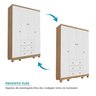 Quarto de Bebê Completo Berço Americano Guarda Roupa 4 Portas Cômoda 4 Gavetas Júnior  - 6