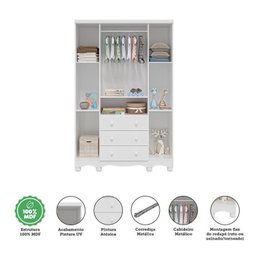 Quarto de Bebê Completo 1 Berço Americano Uli 1 Guarda Roupa Júnior 1 Cômoda Júnior  - 12
