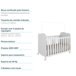 Quarto de Bebê Completo 1 Berço Americano Uli 1 Guarda Roupa Júnior 1 Cômoda Júnior  - 5