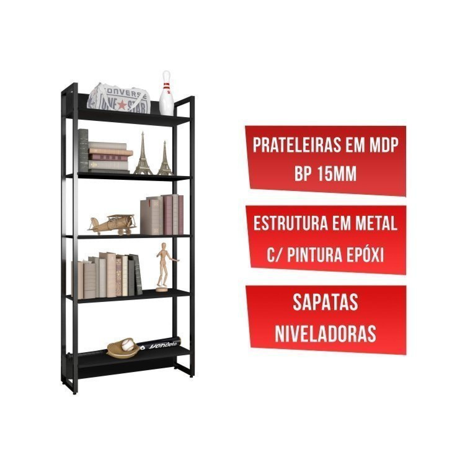 Conjunto Home Office 3 Peças 1 Escrivaninha 120cm 1 Estante Porto 1 Mesa de Cabeceira Wolli Espresso Móveis - 7