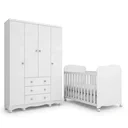 Ver imagem 2 de Quarto de Bebê Berço Americano e Guarda-Roupa 4 Portas Mimo 100% MDF Espresso Móveis Branco Brilho