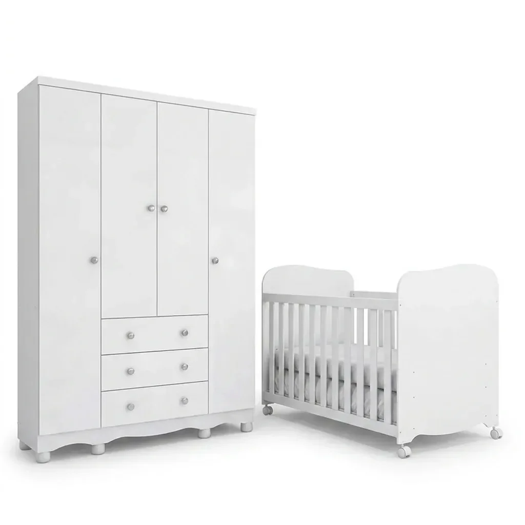 Ver imagem 2 de Quarto de Bebê com Berço Americano e Guarda-Roupa 4 Portas Mimo 100% MDF Espresso Móveis