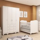 Ver imagem 1 de Quarto de Bebê Berço Americano e Guarda-Roupa 4 Portas Mimo 100% MDF Espresso Móveis Branco Brilho
