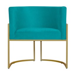 Kit 3 Poltronas Decorativa Sala de Estar Luana Base Gold Suede Azul Turquesa - Montanaris Decor Md M - 2