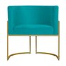Kit 3 Poltronas Decorativa Sala de Estar Luana Base Gold Suede Azul Turquesa - Montanaris Decor Md M - 2