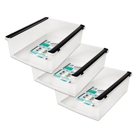 Kit Cesto Organizador Plástico Multiuso Empilhável 3 Unidades Ordene