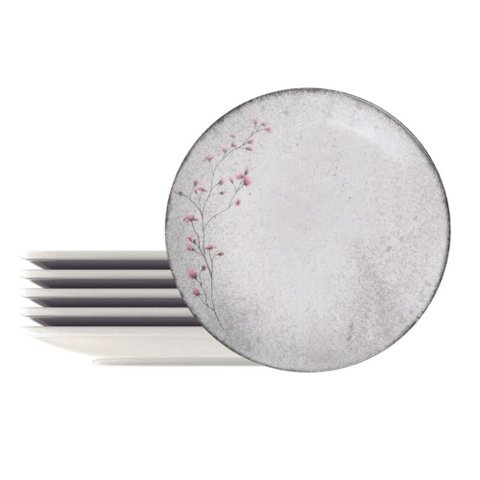 Kit 6 Pratos Fundos Porcelana 21cm Tramontina Floralis Sopas Caldos Risoto Mesa Posta