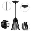 Ver imagem 5 de Luminária Pendente Madeira Koni Escritório E27 3 Unidades:preto