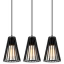 Ver imagem 3 de Luminária Pendente Madeira Koni Escritório E27 3 Unidades:preto
