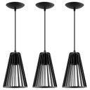 Ver imagem 1 de Luminária Pendente Madeira Koni Escritório E27 3 Unidades:preto
