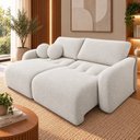 Ver imagem 1 de Sofá Cama Casal Retrátil e Reclinável 3 Lugares Bicolor Creme / Capuccino Uruguai 196cm
