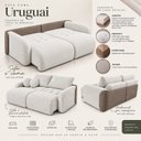 Ver mais imagens de Sofá Cama Casal Retrátil e Reclinável 3 Lugares Bicolor Creme / Capuccino Uruguai 196cm
