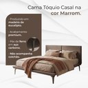 Ver imagem 2 de Base para Cama Casal Japonesa Tóquio Bipartida em Linho Marrom Design Moderno Marrom