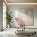 Ver imagem 3 de Kit 4 Poltronas Luxo Alana Suede Rosa Bebê Base Ferro Preto - Pallazio