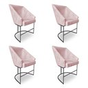 Ver imagem 1 de Kit 4 Poltronas Luxo Alana Suede Rosa Bebê Base Ferro Preto - Pallazio