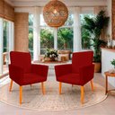 Ver imagem 2 de Kit 2 Poltronas Cadeira para Sala Confortável e Minimalista em Suede