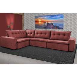 Sofa de Canto Retrátil e Reclinável com Molas Cama Inbox Oklahoma 3,45x2,41 ou 2,41x3,45 Vermelho - 1