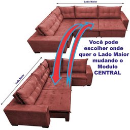 Sofa de Canto Retrátil e Reclinável com Molas Cama Inbox Oklahoma 3,45x2,41 ou 2,41x3,45 Vermelho - 5