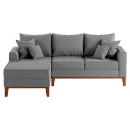 Sofá 3 Lugares Beny com Chaise Esquerdo Linho Cinza - 1