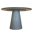 Ver imagem 2 de Mesa de Jantar Cone Oval 140x90cm Tampo Laca + Vidro Base Madeira Grigio - Branco