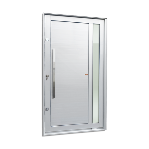 Porta Pivotante Alumínio Lambril Visione c/Pux.Esq. Elite Branco 240x120 Brimak