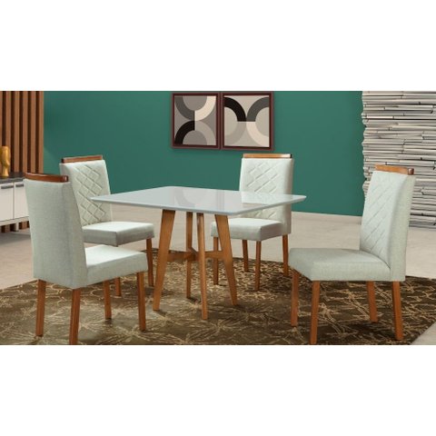 Sala de Jantar Maciça 4 Cadeiras 120x90 Milão Art Salas