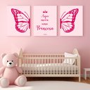 Ver imagem 1 de Kit 3 Quadro Decorativo Quarto Menina Dorme Princesa Bebê 28x20